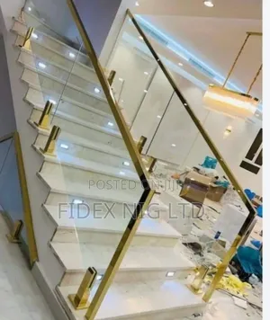 Gold With Tamper Glass Handrail