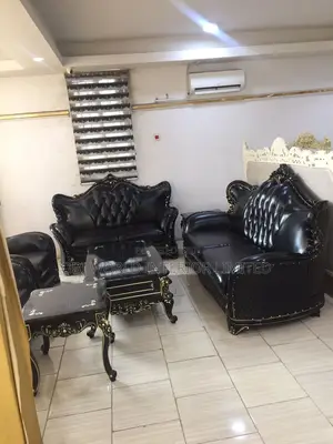 Black Leather Royal Sofa Set