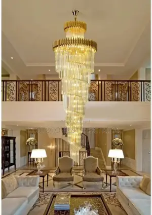 Big Long Crystal Chandelier Available in Gold Black Body
