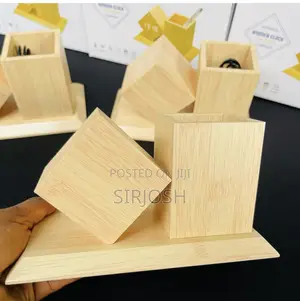 Unique Bamboo Alarm Clock Pen Holder