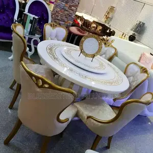 Gold Dining Table With 6 Chair