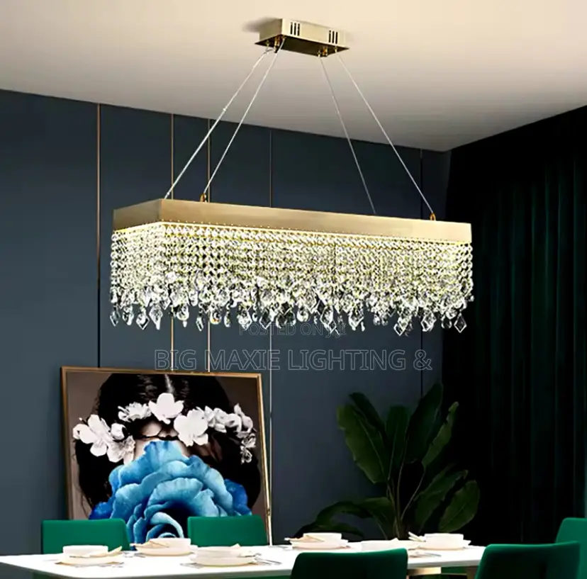 Modern Rectangular Crystal Chandelier for Dining Room