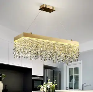 Modern Rectangular Crystal Chandelier for Dining Room