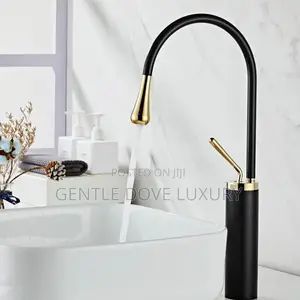 Long Gold Neck Basin Mixer Tap