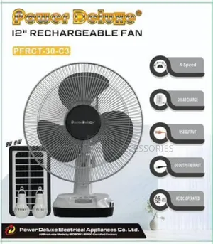 12" Power Duluxe Table Recharge/Solar Fan - Free Solar Panel
