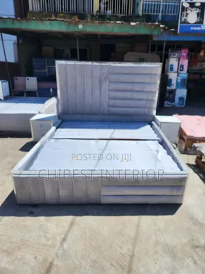Off-White Padded 6by6 Bed Frame