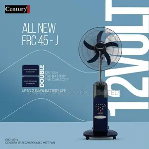 Century 18" Rechargeable Mist Fan With Led and Dual Battery