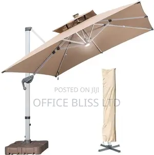 Outdoor Patio Umbrella With Led Light Solar Base