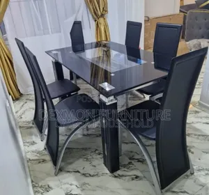 6 Seater Dining Glass Table Set.