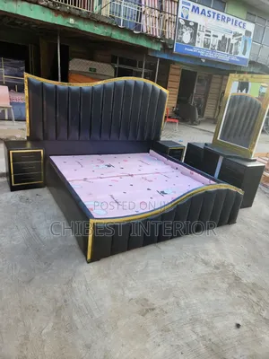 Standard 6by6 Black Leather Bed.