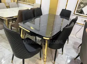 Imported Dining Set With 6 Chairs (BLACK)