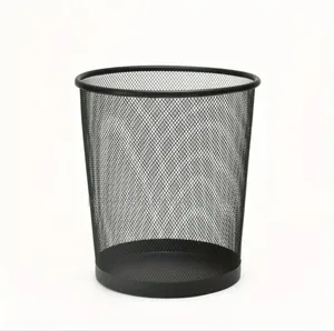 Metal Garbage Bin Office Waste Paper Basket Home Storage Bin