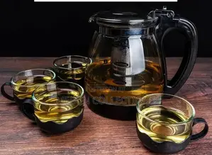 Glass Teapot With 4 Tea Cups