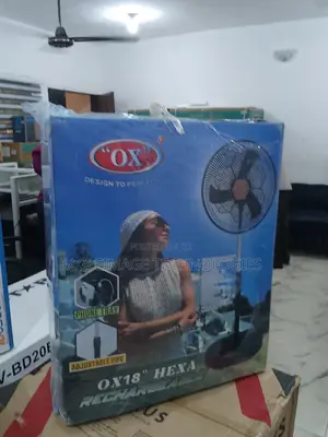 3-Speed Selector OX Hexa Rf-16 18' Rechargeable Standing Fan