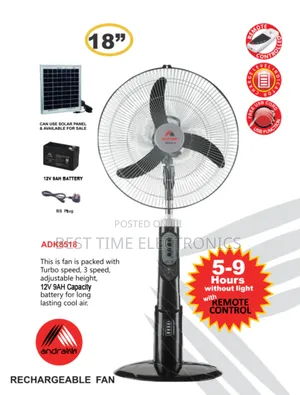 Andrakk 18 Rechargeable Fan [Adk8518]