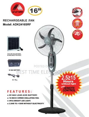 Andrakk 16" Rechargeable Fan [ Adk2416srf]
