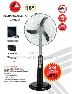 Andrakk 18 Rechargeable Fan [Adk2418]