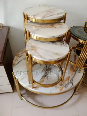 Luxury Set of Marble Top Center and Stool