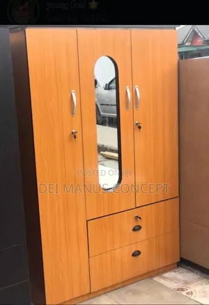 Wooden Wardrobe With Mirror for Dressing Room