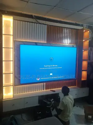 8ft X 8ft TV Console (White and Brown Color)