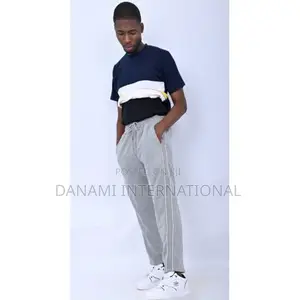 Danami Track/Sweat Pants Joggers- Sport Grey With 4 White St
