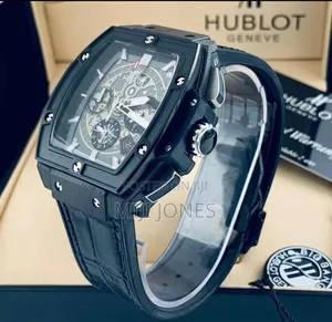 Hublot Square Dial Black Leather Watch