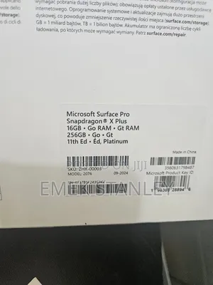 New Laptop Microsoft Surface Pro X 16GB Intel SSD 256GB