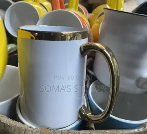 White Mug With Golden Design