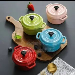 Ceramic Breakfast Bowl Ramekins With Lids,Oven Safe,Creme