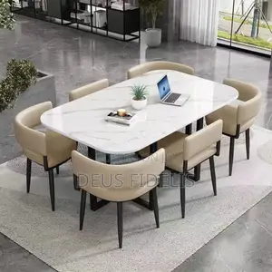 Cream Colour Marble Dining Table and Chairs