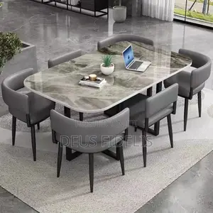Cream Colour Marble Dining Table and Chairs