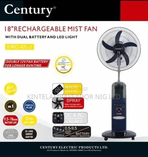 18" Century Rechargeable Mist Fan