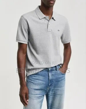 Gant Original Grey Melange Solid Pique Rugger Polo Men Shirt