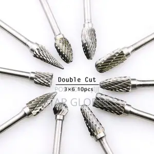 Carbide Double Cut Rotary Point Burr 10 PCS/Set 6mm Tungsten