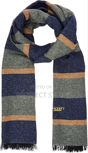 Genuine Hackett London Luxury Striped Scarf Navy