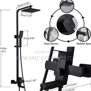 Executive Square Black Standing Shower