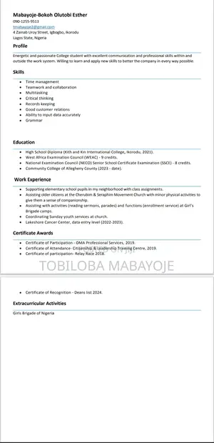 Clerical Administrative CV