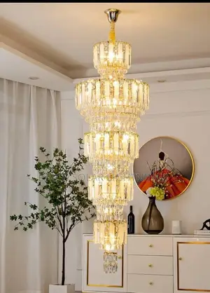 Modern Duplex Living Room Staircase Crystal Chandelier Light