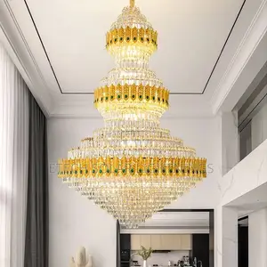 Penthouse Villa Staircase Duplex Crystal Chandelier Light