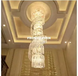 Hight Ceiling Long Duplex Staircase Crystal Chandelier