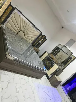 Quality Bedframe With Mirror Console and Two Side Drawer