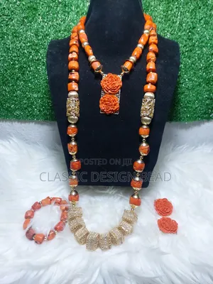 Coral Beaded Necklace Single Layer
