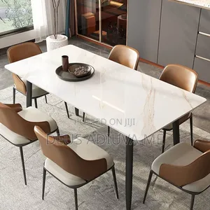 Elegant Dining Table High Glossy Marble Kitchen Table
