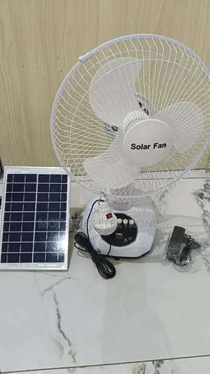 HS Solar/Electric 12" Rechargeable Table Fan W/Remote - Bulb