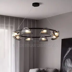 Modern Led Black Round Living Room Bedroom Dining Chandelier