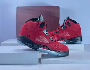 Original Air Jordan 5 Retro Raging Bull Red Sneakers