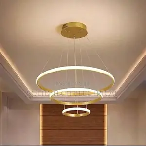 Modern LED 3 Rings Chandelier Gold and Black