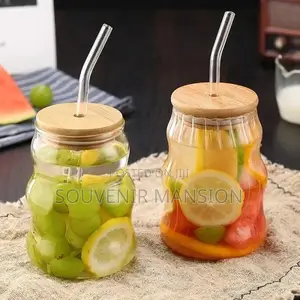 500ml Milk Glass Cup With Straw