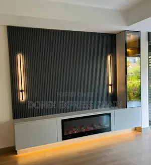 Space-Saving Wall Console With Floating Fire Place