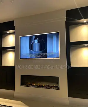 Traditional Media Wall With Bespoke HD LED Fire.